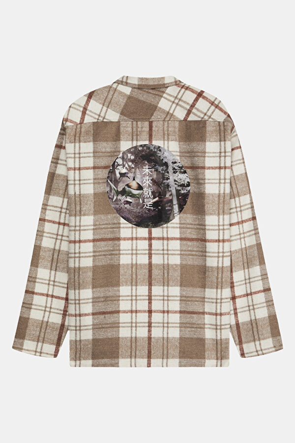 Relax Fit Ecru Plaid Regular Men's Shirt 2