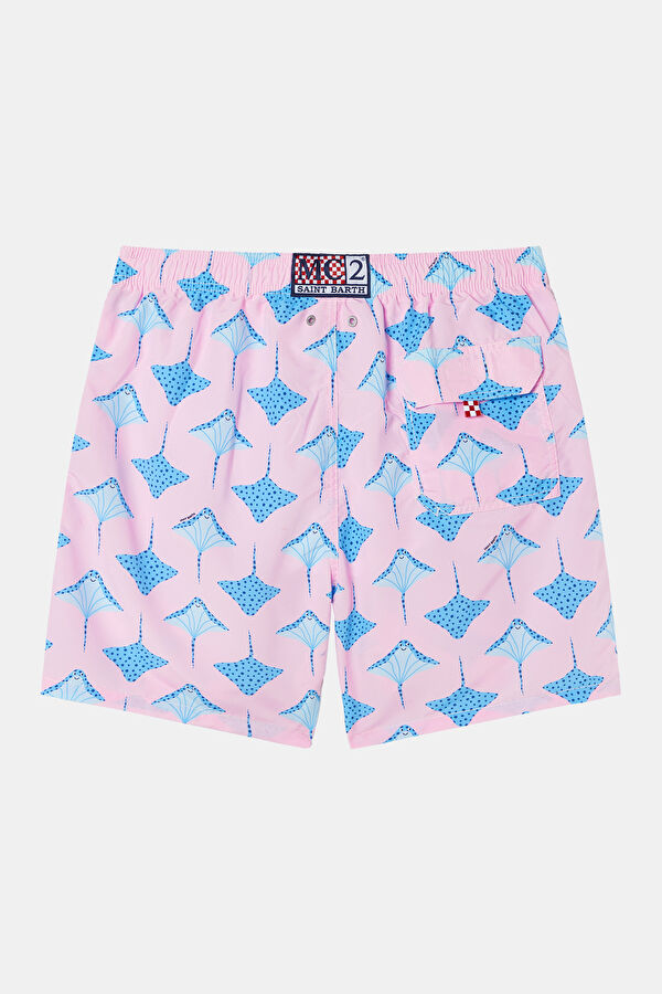 Light Pink Patterned Elastic Men's Swimsuit 2