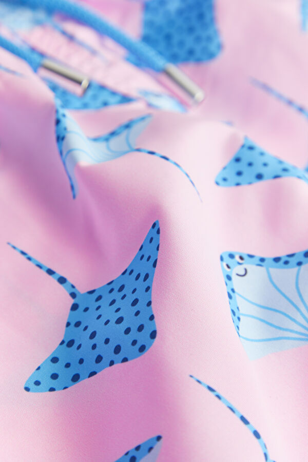 Light Pink Patterned Elastic Men's Swimsuit 4