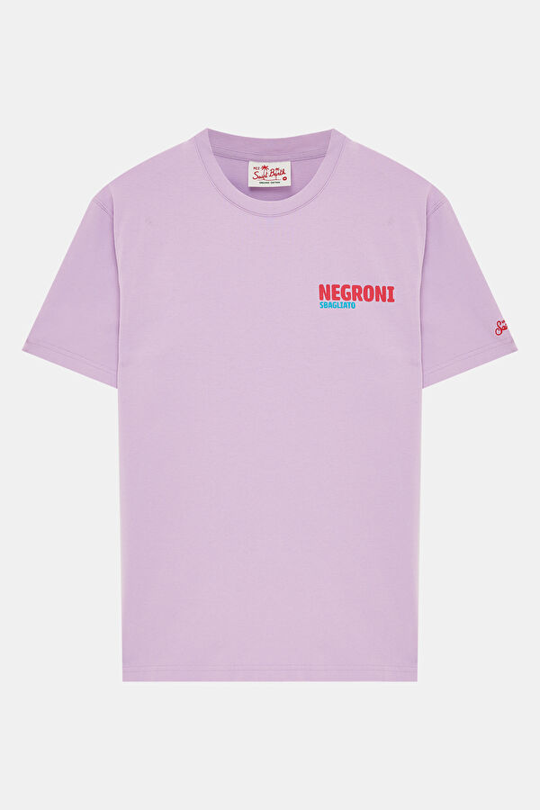 Lila Bisiklet Yaka Baskılı Erkek T-Shirt 3
