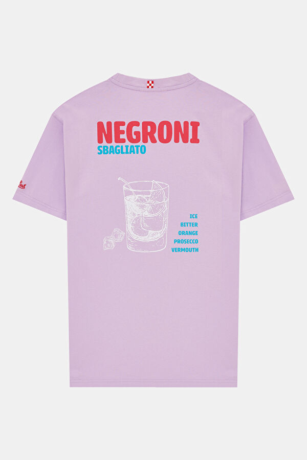Lila Bisiklet Yaka Baskılı Erkek T-Shirt 4