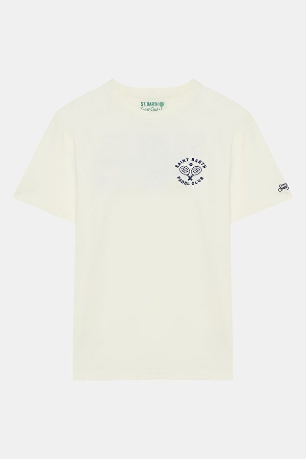 Krem Bisiklet Yaka Baskılı T-Shirt
