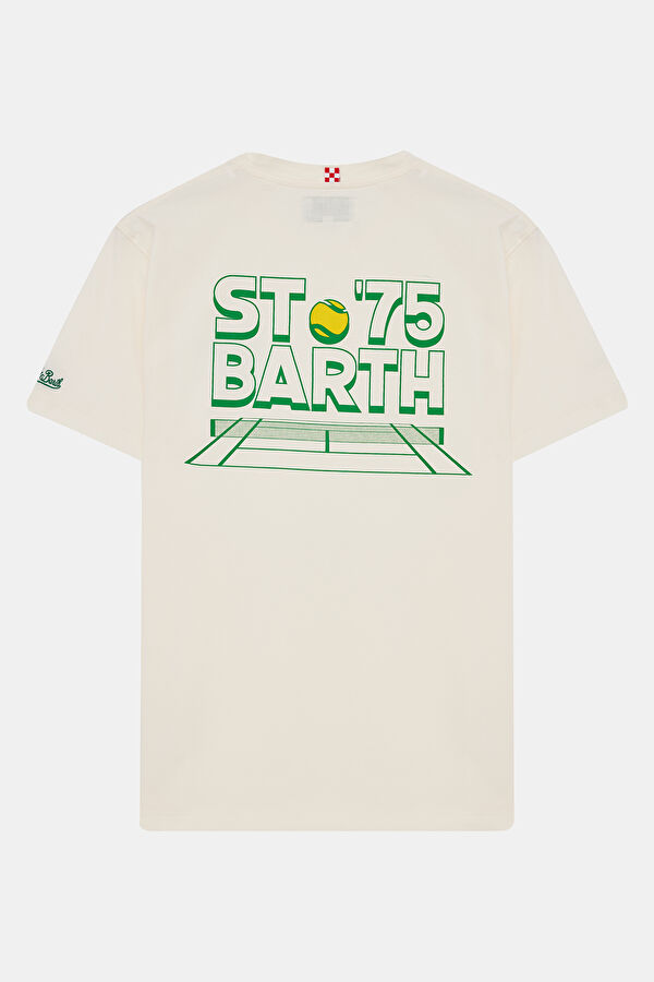Krem Bisiklet Yaka Baskılı T-Shirt 2
