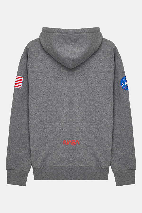 Grey Printed Hoodie Sweatshirt 5