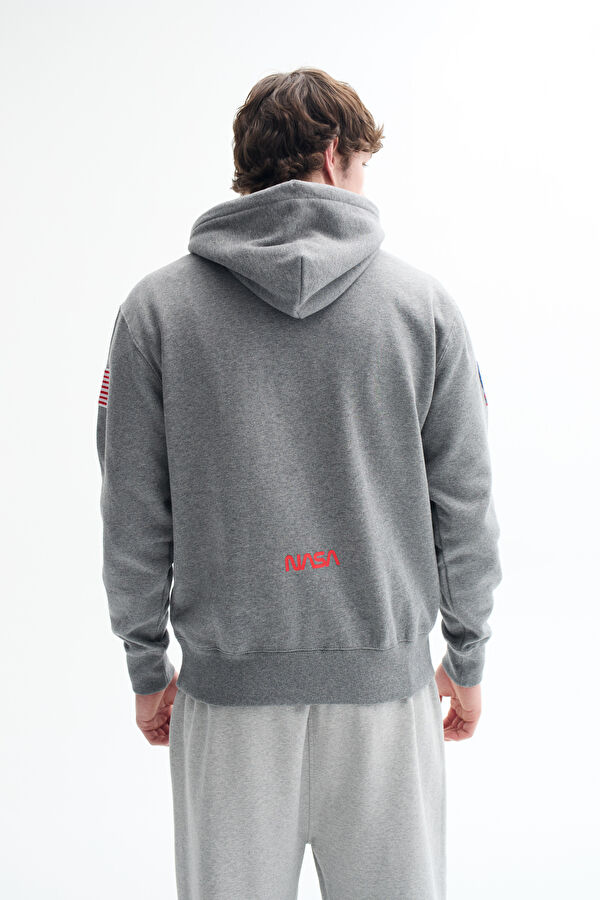 Grey Printed Hoodie Sweatshirt 2