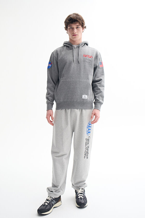 Grey Printed Hoodie Sweatshirt 3
