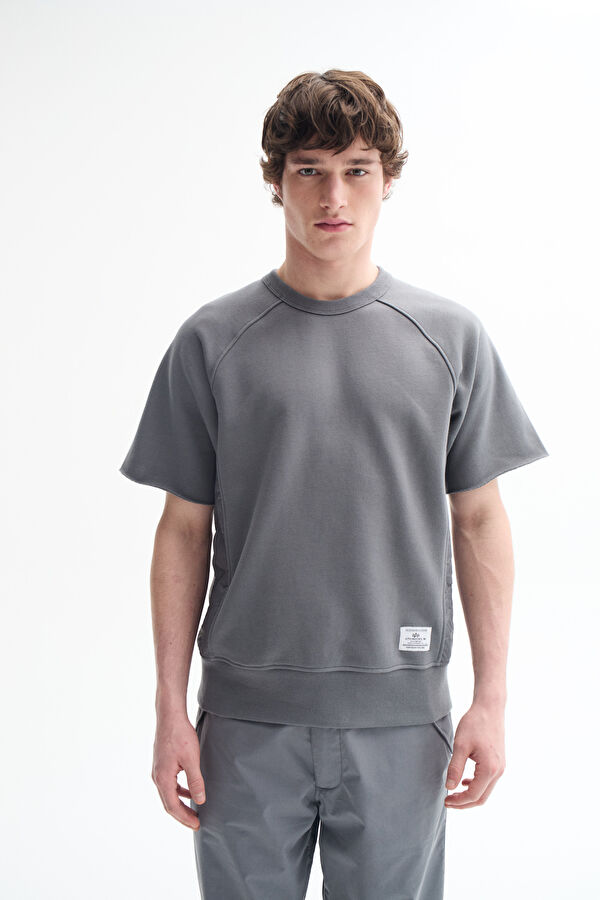 Gri Bisiklet Yaka Erkek Sweatshirt