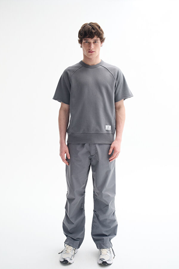 Gri Bisiklet Yaka Erkek Sweatshirt 3