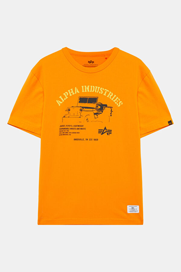 Orange Crew Neck Printed T-Shirt