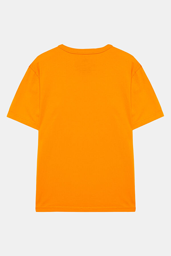 Orange Crew Neck Printed T-Shirt 2