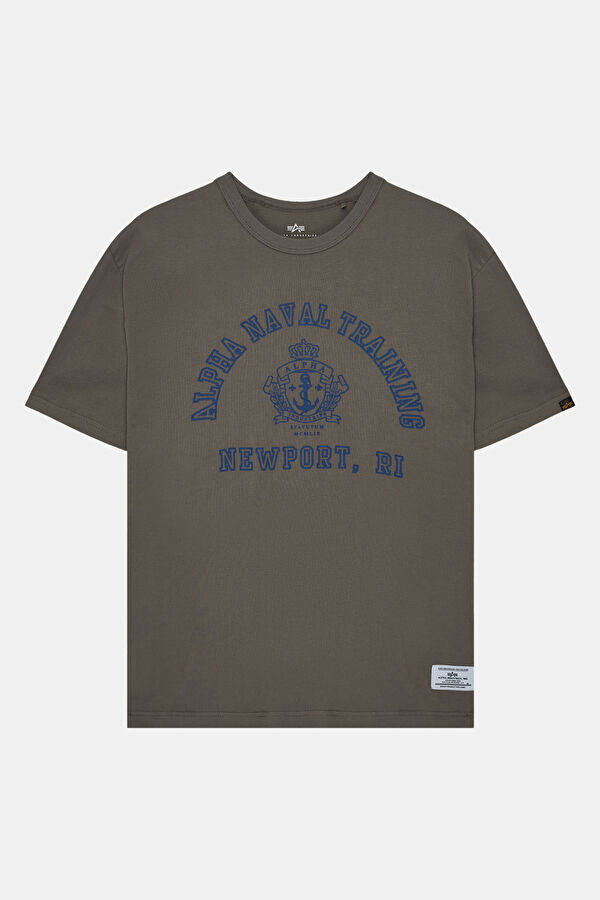 Gri Bisiklet Yaka Baskılı T-Shirt