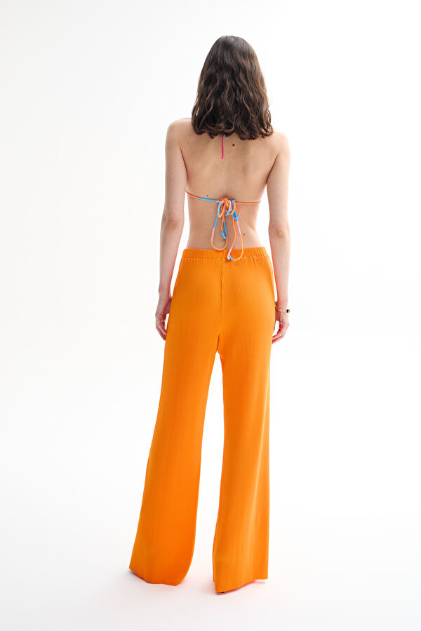 Orange Wide Leg Women's Trousers 2