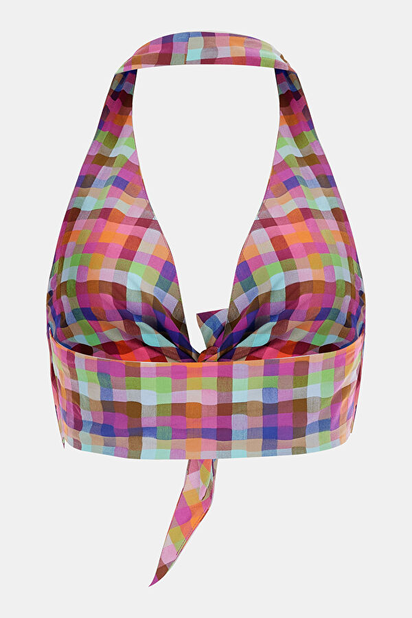 Multicolor Check Cleavage Blouse 2