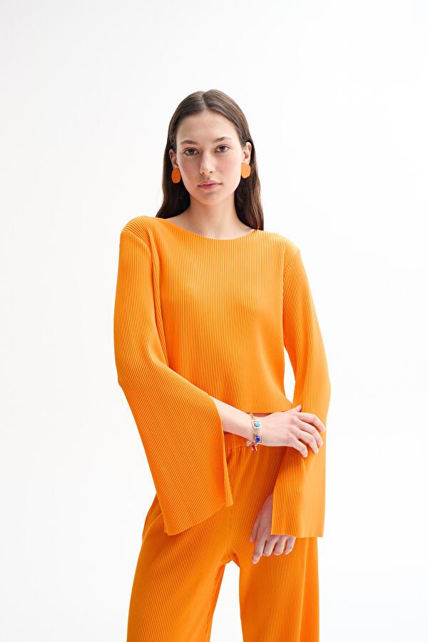 Orange Bicycle Collar Blouse