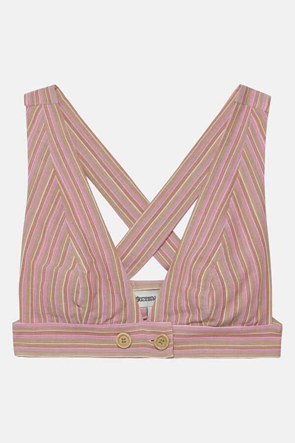 Colorful Striped Patterned Strappy Women's Blouse