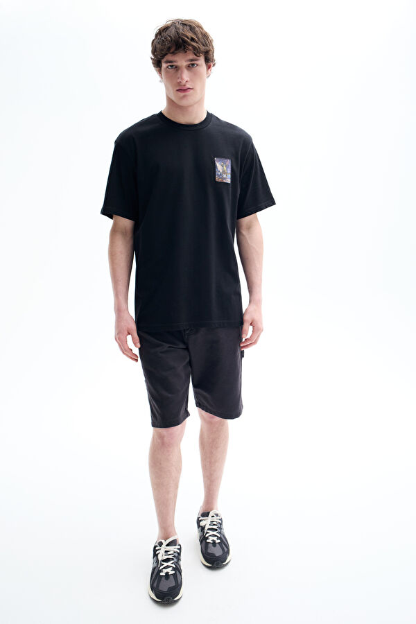Black Crew Neck Printed Men's T-Shirt
