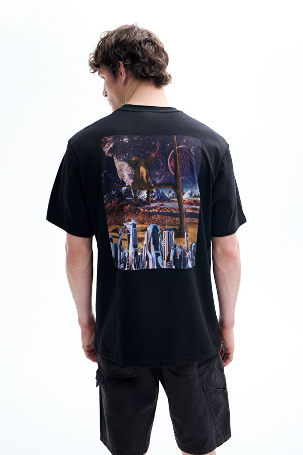 Black Crew Neck Printed Men's T-Shirt 2