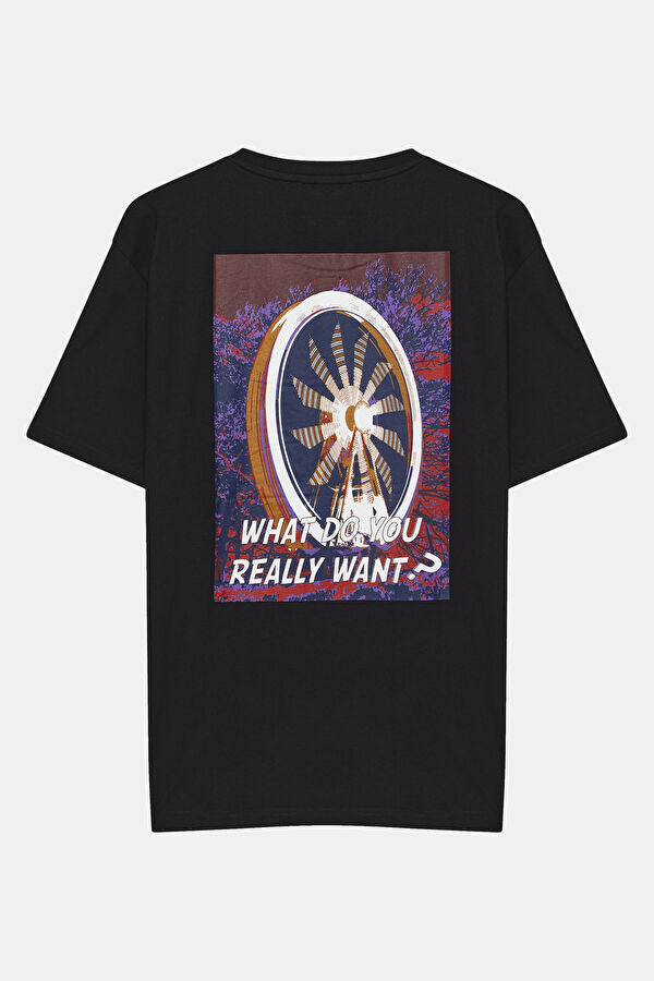Black Printed Bicycle Collar Tshirt 5