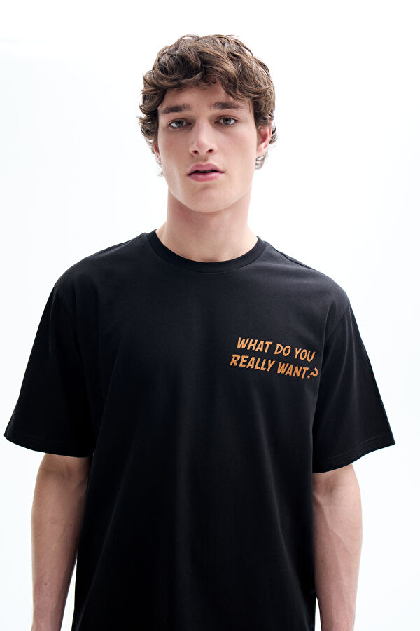 Black Printed Bicycle Collar Tshirt