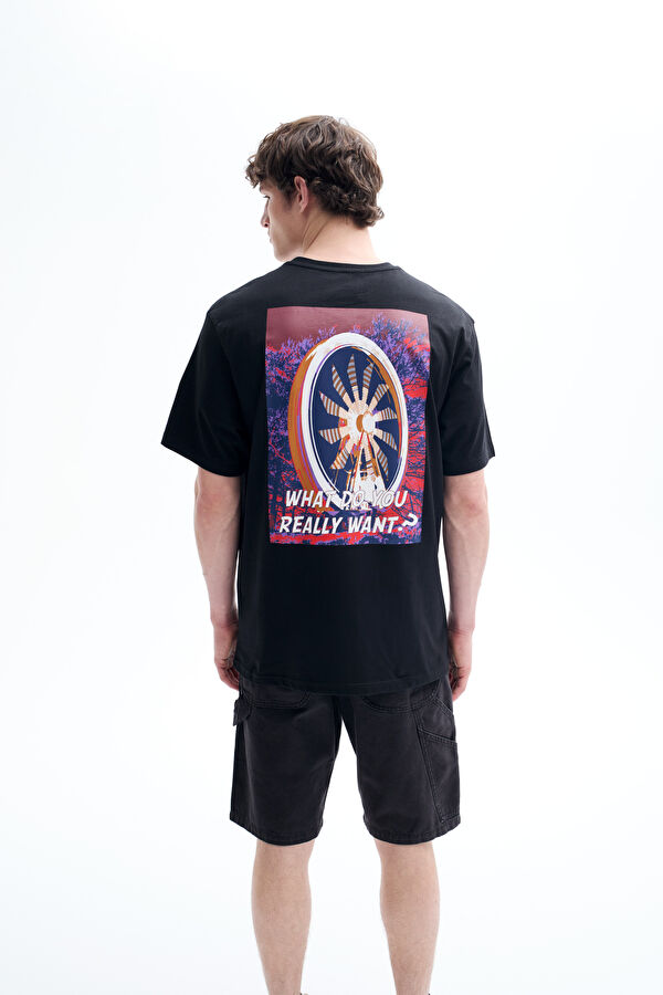 Black Printed Bicycle Collar Tshirt 2