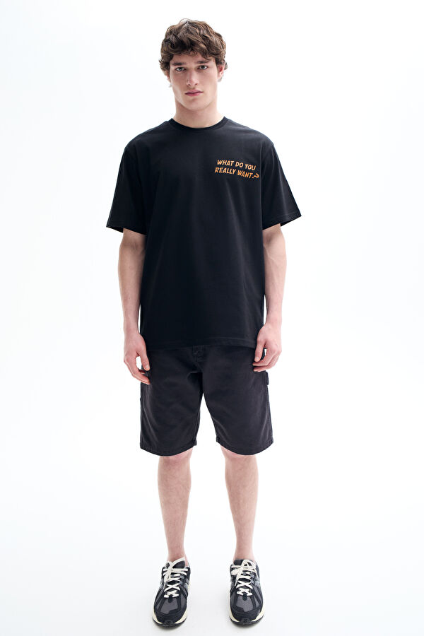 Black Printed Bicycle Collar Tshirt 3