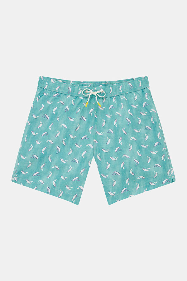 Green Patterned Elastic Swimsuit