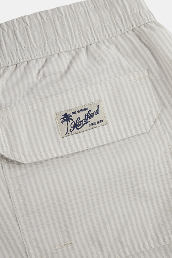Gri Çizgili Desenli Lastikli Mayo 5