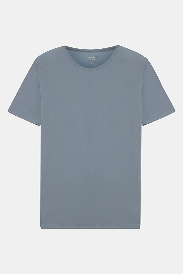 Açık Mavi Bisiklet Yaka T-Shirt