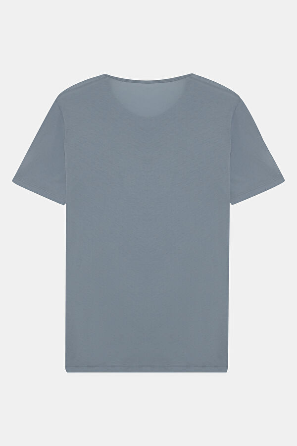 Açık Mavi Bisiklet Yaka T-Shirt 2