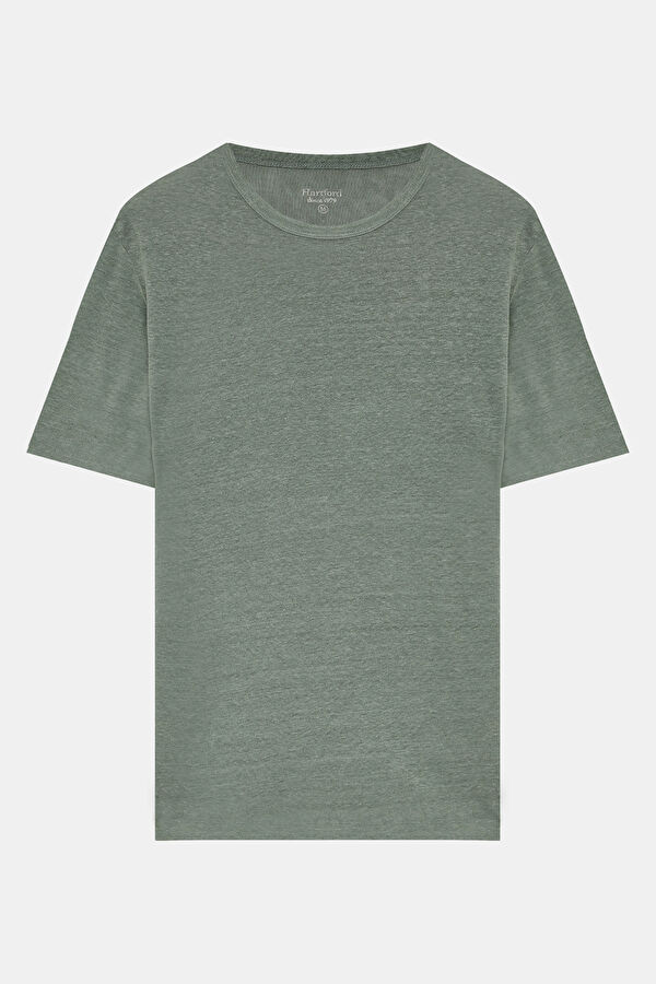 Relax Kalıp Haki Bisiklet Yaka Erkek T-Shirt