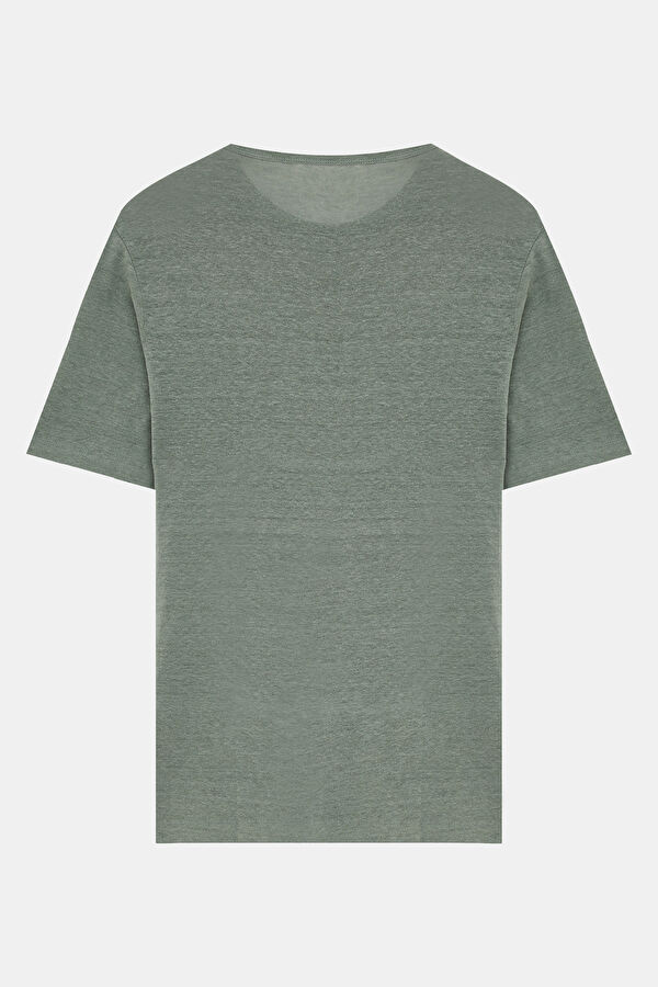 Relax Kalıp Haki Bisiklet Yaka Erkek T-Shirt 2