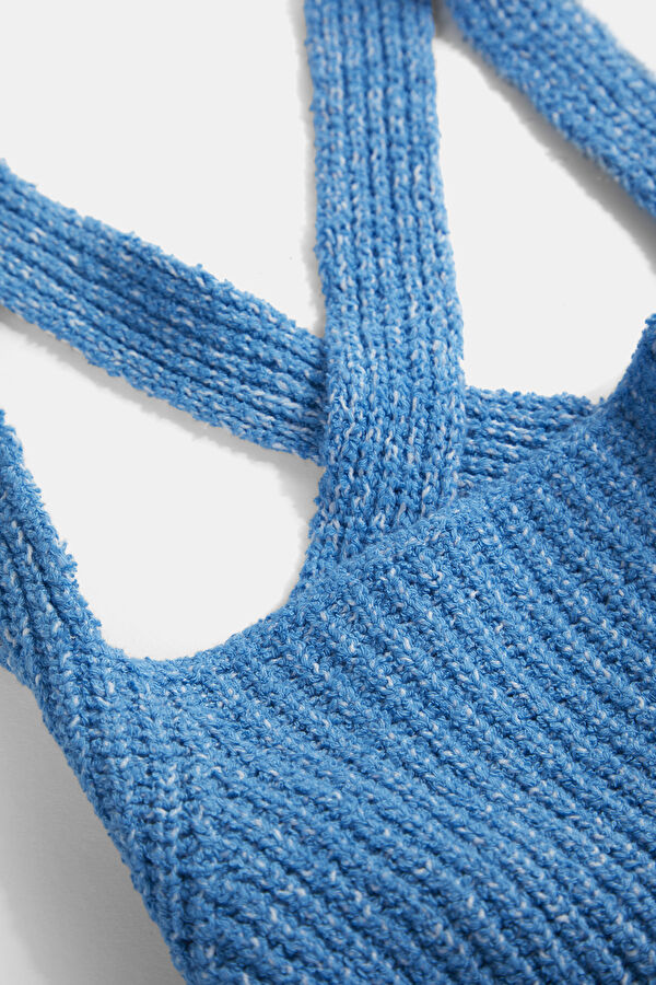 Blue Strappy Women's Blouse 3
