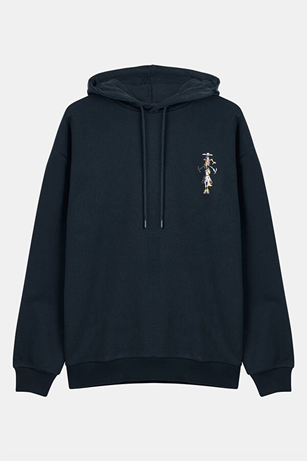 Lacivert Kapuşonlu Sweatshirt