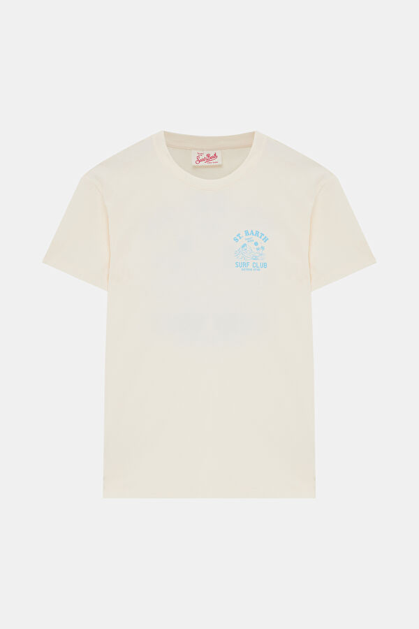 Relax Kalıp Krem O Yaka Baskılı T-Shirt
