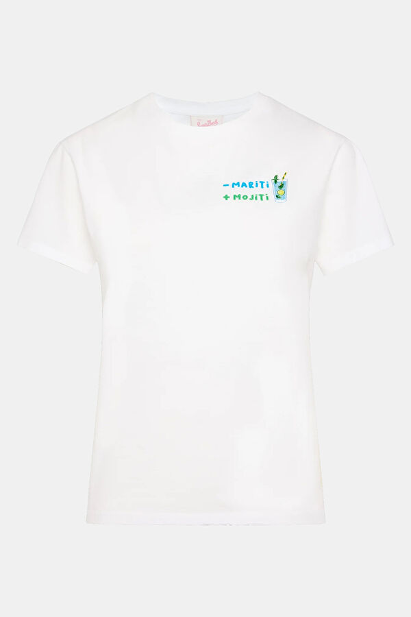 Relax Kalıp Beyaz O Yaka Baskılı T-Shirt