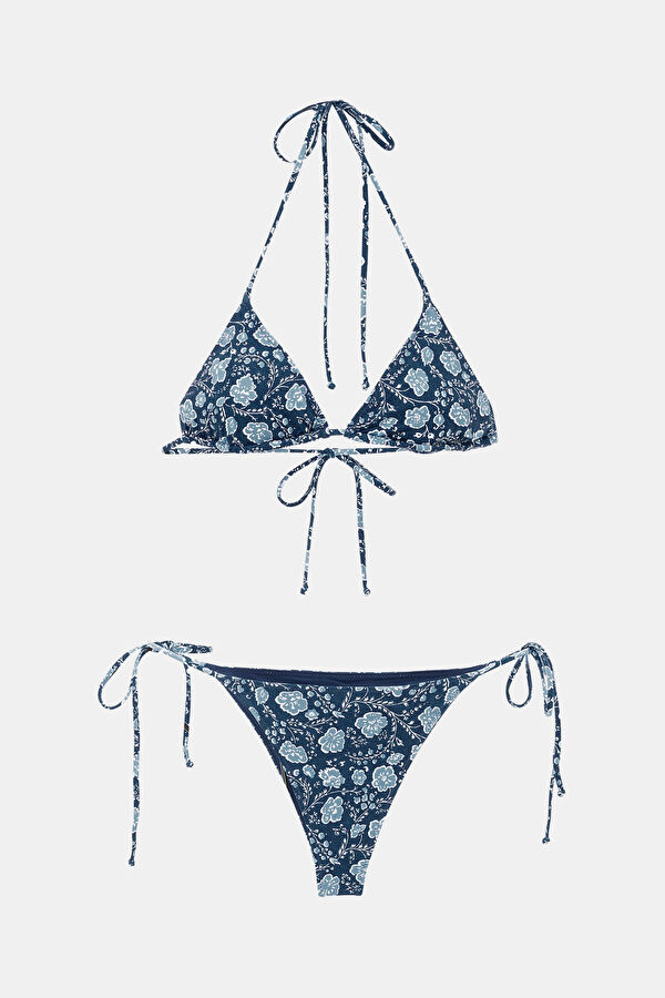 Lacivert Desenli Bikini