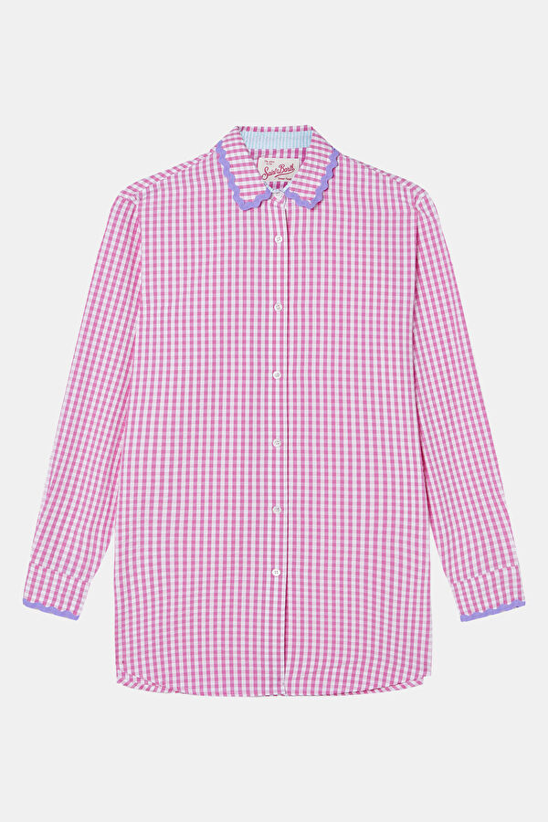 Pembe Ekose Hakim Yaka Gömlek