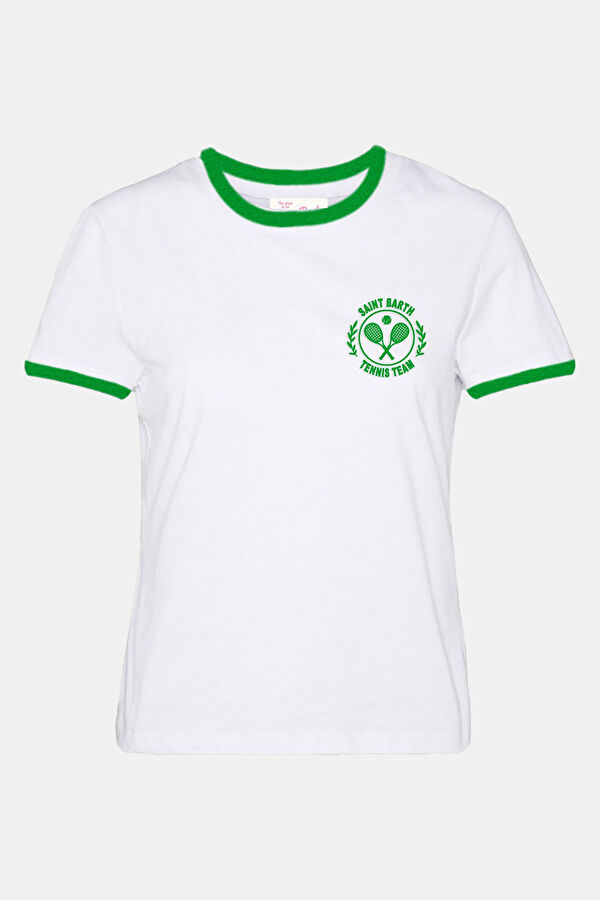 Dar Kalıp Beyaz O Yaka Baskılı T-Shirt