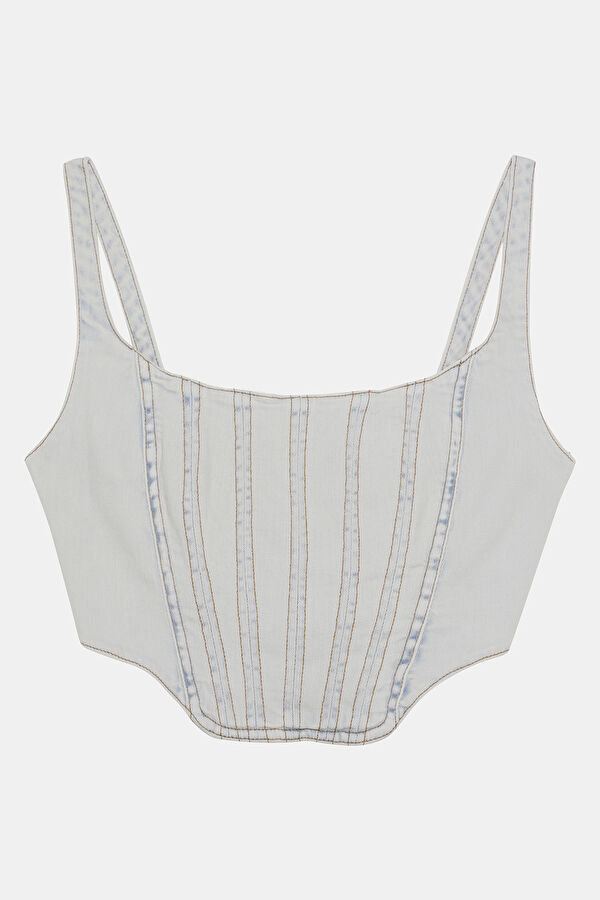 Ice Blue Strappy Women's Blouse