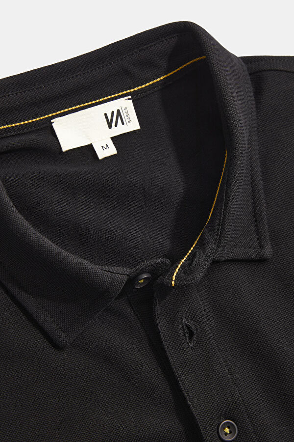 Black Polo Collar Men's T-Shirt 3