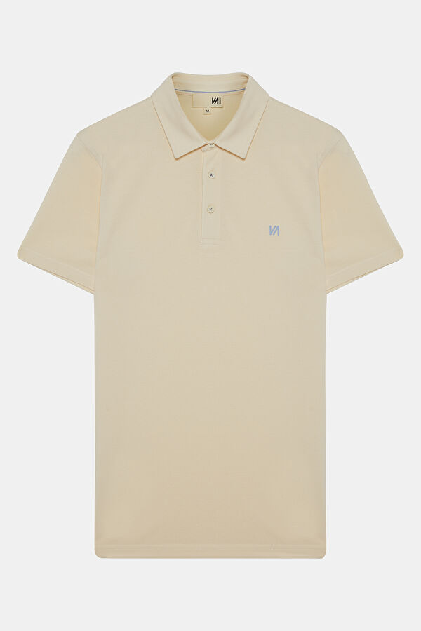 Ecru Polo Collar Men's T-Shirt 3