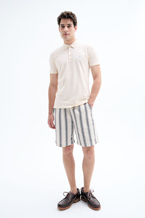 Ecru Polo Collar Men's T-Shirt