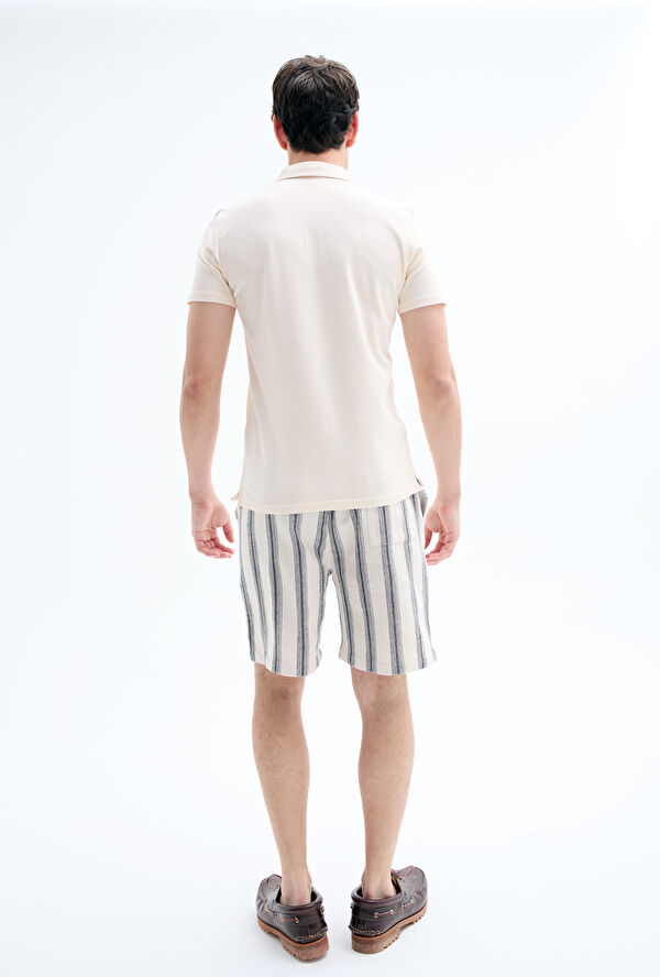 Ecru Polo Collar Men's T-Shirt 2