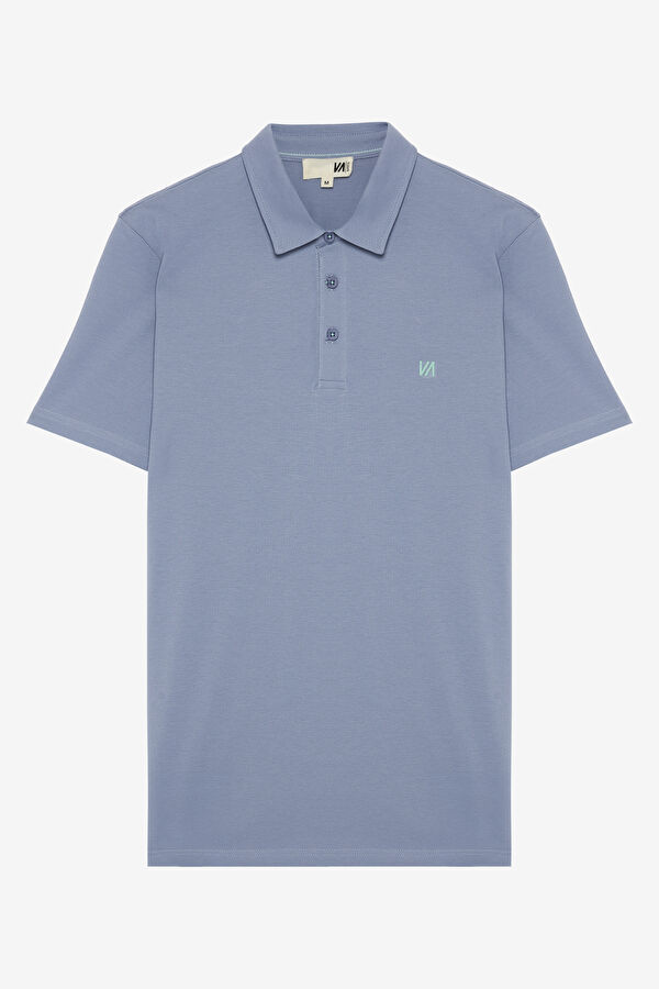 Blue Polo Collar Men's T-Shirt