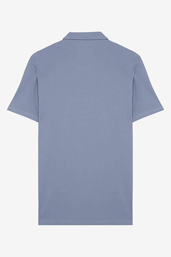 Blue Polo Collar Men's T-Shirt 2