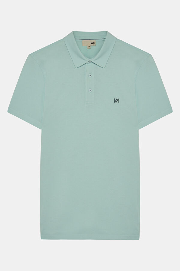 Light Blue Polo Collar Men's T-Shirt