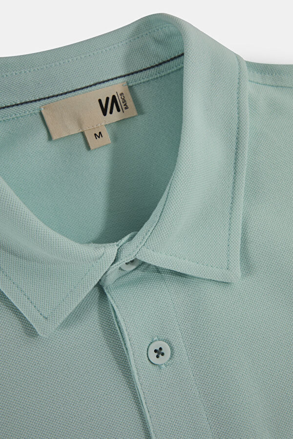 Light Blue Polo Collar Men's T-Shirt 3