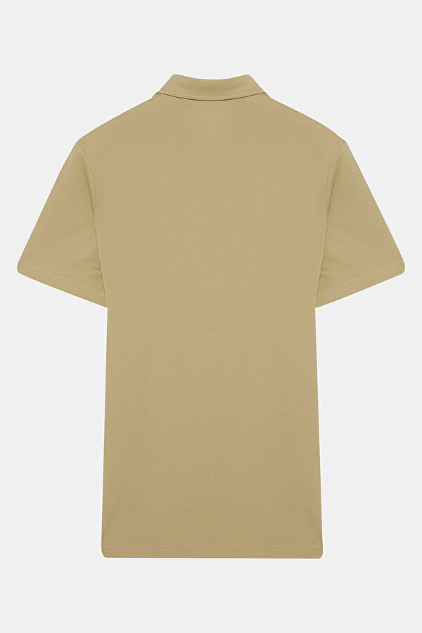 Beige Polo Collar Men's T-Shirt 2