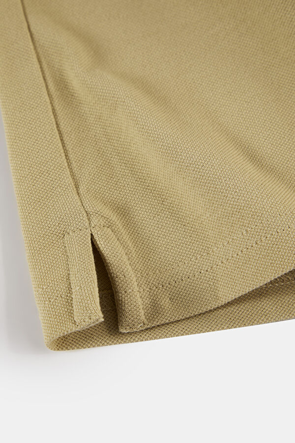 Beige Polo Collar Men's T-Shirt 6
