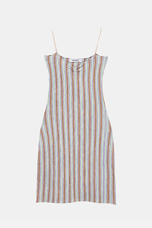 Multicolored Striped Patterned Mini Dress